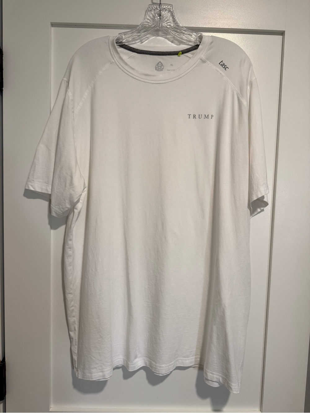 Tasc Trump White Short-Sleeve Crewneck Shirt with Small  Trump Chest Logo, XL